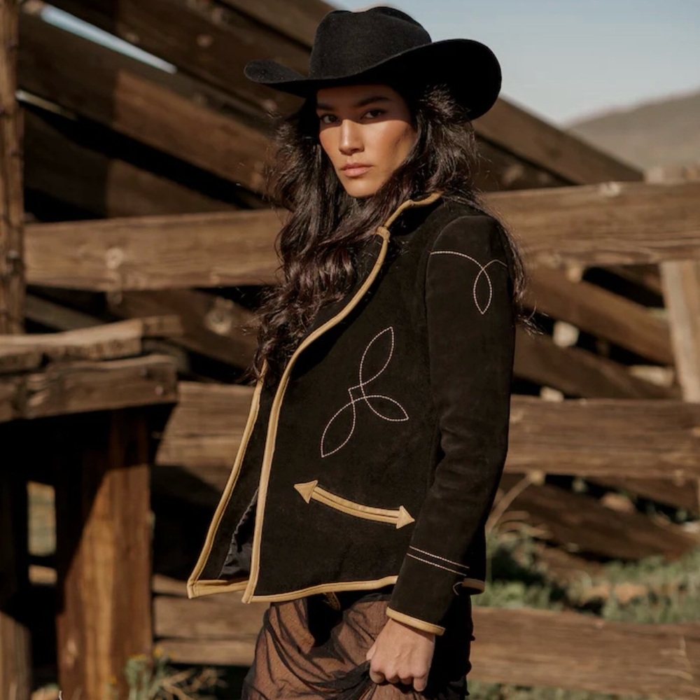 RODEO READY black suede Blazer.